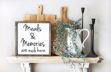 Load image into Gallery viewer, Meals and Memories are made here sign - Kitchen Decor - Wood sign - Home Decor Sign - Farmhouse Sign - Word cutout sign