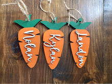 Load image into Gallery viewer, Easter Basket Name Tags / Wooden Carrot Name Tags / Wooden Name Labels / Wooden Easter Labels / Easter basket gifts