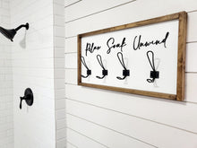 Load image into Gallery viewer, 3D Relax Soak Unwind sign with hooks, Wood Bathroom sign, farmhouse bathroom decor, Towel Holder, Towel Rack, Bathroom Hooks, Pool storage
