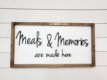Load image into Gallery viewer, 3D Meals and Memories are made here sign - Kitchen Decor - Wood sign - Home Decor Sign - Farmhouse Sign - Dining Room sign
