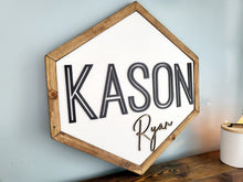 Load image into Gallery viewer, 3D Hexagon nursery name sign, Name sign for nursery, Above crib sign, baby shower gift, nursery decor, Gift for baby