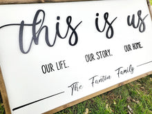 Load image into Gallery viewer, 3D This Is Us Our Life Our Story Our Home | This Is Us Sign | Wedding Gift | This Is Us Wall Decor | This Is Us family sign