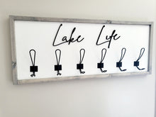 Load image into Gallery viewer, 3D Lake Life towel hooks - Cabin Bathroom Decor - Welcome to the Lake sign - Lake Life Coat hooks - Beach bathroom Decor- Lakehouse Decor