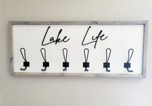 Load image into Gallery viewer, 3D Lake Life towel hooks - Cabin Bathroom Decor - Welcome to the Lake sign - Lake Life Coat hooks - Beach bathroom Decor- Lakehouse Decor
