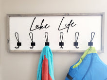 Load image into Gallery viewer, 3D Lake Life towel hooks - Cabin Bathroom Decor - Welcome to the Lake sign - Lake Life Coat hooks - Beach bathroom Decor- Lakehouse Decor