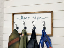 Load image into Gallery viewer, 3D Hero up dress clothes sign | Super Hero Decor | Kids Costume Rack | Hero Up Sign | Playroom Decor | Toddler Room Decor | Boys Room Decor