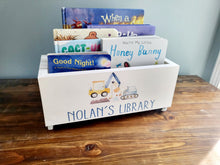 Load image into Gallery viewer, Personalized Book Library box- Book Box - Book Storage - Kids books - Book caddy - Kids room storage