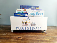 Load image into Gallery viewer, Personalized Book Library box- Book Box - Book Storage - Kids books - Book caddy - Kids room storage