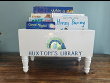 Load image into Gallery viewer, Personalized Mountain Book Library box- Book Box - Book Storage - Kids books - Book caddy - Kids room storage - Mountain Bedroom Decor