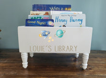 Load image into Gallery viewer, Personalized Space Book Library box- Book Box - Book Storage - Kids books - Book caddy - Kids room storage - Gallaxy Room Decor