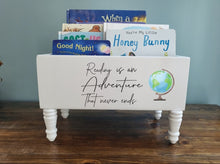 Load image into Gallery viewer, Reading is an adventure Book Case - Book Storage - Books - Toy Storage - Bookcase - Nursery Decor - Baby Shower Gift - Birthday Gift