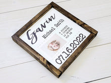 Load image into Gallery viewer, Birth Announcement Sign, Birth Stat Sign, Baby Name sign, Baby Shower gift, Newborn baby Gift, gift for new parents, Personalized Nursery