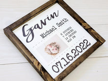 Load image into Gallery viewer, Wooden Personalized Baby Name Announcement | Baby Name Announcement Photo Prop | Baby Name Sign | Baby Name Reveal | Baby Shower Gift