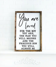 Load image into Gallery viewer, You are loved, Boys Room Room Decor, Baby Boy Nursery sign, Kids, Nursery Wall Decor, Nursery Quote Sign, Wood Nursery Sign, Gift for Son