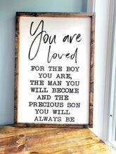 Load image into Gallery viewer, You are loved, Boys Room Room Decor, Baby Boy Nursery sign, Kids, Nursery Wall Decor, Nursery Quote Sign, Wood Nursery Sign, Gift for Son