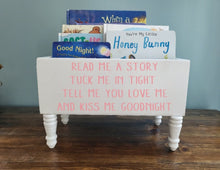 Load image into Gallery viewer, Read me a story, tuck me in tight Book Bin - Book Storage - Books - Toy Storage - Bookcase - Nursery Decor - Baby Shower Gift - Birthday