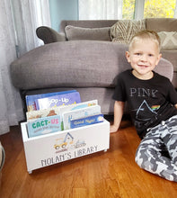 Load image into Gallery viewer, Personalized Book Library box- Book Box - Book Storage - Kids books - Book caddy - Kids room storage