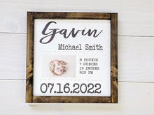 Load image into Gallery viewer, Birth Announcement Sign, Birth Stat Sign, baby stat sign, baby name sign, Newborn baby Gift, gift for new parents, Personalized Nursery sign