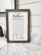 Load image into Gallery viewer, Bathroom Word Search Sign | Funny Bathroom Sign | bathroom sign | Bathroom decor | Bathroom Shelf | Funny bathroom decor | Toilet tray