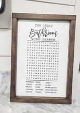 Load image into Gallery viewer, Bathroom Word Search Sign | Funny Bathroom Sign | bathroom sign | Bathroom decor | Bathroom Shelf | Funny bathroom decor | Toilet tray
