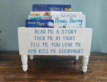 Load image into Gallery viewer, Read me a story, tuck me in tight Book Bin - Book Storage - Books - Toy Storage - Bookcase - Nursery Decor - Baby Shower Gift - Birthday