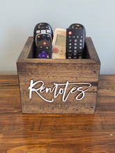 Load image into Gallery viewer, Remote Control Box | Remote Control Holder | Remote Control Caddy | Farmhouse Decor | Mancave storage | Rustic Box