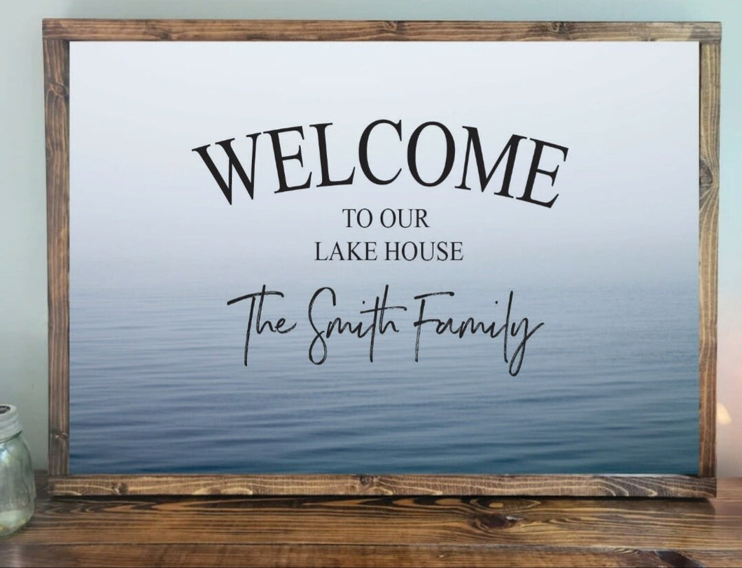 Personalized Lake House Sign, Lake Welcome Sign, Cabin Wall Decor, Lake Decor, Lodge sign, Custom Name Sign, Camper Sign