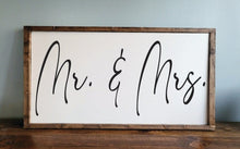 Load image into Gallery viewer, Mr. and Mrs. Sign, Master bedroom Signs, Couples Gift, Bedroom Wall Decor, Above Bed Sign, Love, Wedding Gift Sign, Anniversary, Boho Signs
