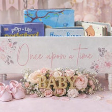 Load image into Gallery viewer, Children’s Library Box – Baby Book Box, Book Storage &amp; Nursery Bookcase | Baby Girl or Baby Boy Shower Gift

