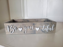 Load image into Gallery viewer, 3D Be-you-tiful box - Makeup Tray - Bathroom box - storage for makeup - Makeup Bar - Bathroom Caddy - Toilet box - Wood Bathroom box -
