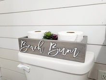Load image into Gallery viewer, 3D Beach Bum Rustic Toilet Paper Holder - Coastal Bathroom Decor - Wooden Box - Bathroom Storage Box - Toilet Paper Box
