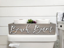 Load image into Gallery viewer, 3D Beach Bum Rustic Toilet Paper Holder - Coastal Bathroom Decor - Wooden Box - Bathroom Storage Box - Toilet Paper Box

