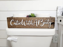 Load image into Gallery viewer, 3D Cutie with a booty toilet box - Rustic Toilet Paper Holder - Farmhouse Bathroom Decor - Wooden Box Above The Toilet
