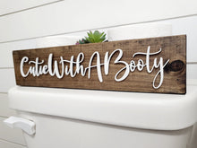 Load image into Gallery viewer, 3D Cutie with a booty toilet box - Rustic Toilet Paper Holder - Farmhouse Bathroom Decor - Wooden Box Above The Toilet
