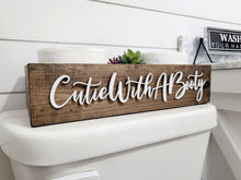 Load image into Gallery viewer, 3D Cutie with a booty toilet box - Rustic Toilet Paper Holder - Farmhouse Bathroom Decor - Wooden Box Above The Toilet
