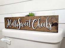 Load image into Gallery viewer, 3D Hello Sweet Cheeks - Box for Toilet - Toilet Paper Holder - Rustic Bathroom Decor - Funny Bathroom Decor - Toilet Tray
