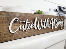 Load image into Gallery viewer, 3D Cutie with a booty toilet box - Rustic Toilet Paper Holder - Farmhouse Bathroom Decor - Wooden Box Above The Toilet
