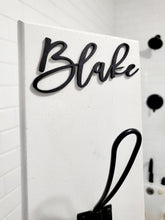 Load image into Gallery viewer, 3D Farm style Custom hooks, Wood Bathroom sign, Backpack Hooks, Kids Name Sign, Towel Holder, Towel Rack, Bathroom Hooks, Stocking Hook
