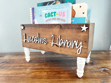 Load image into Gallery viewer, Personalized 3d Book Library box- Book Box - Book Storage - Kids books - Book caddy - Kids room storage

