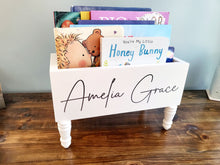 Load image into Gallery viewer, Personalized Book storage Box - Baby Shower Gift - Book Box - Book Storage - Gift for Baby - Book caddy - Kids room storage
