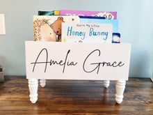 Load image into Gallery viewer, Personalized Book storage Box - Baby Shower Gift - Book Box - Book Storage - Gift for Baby - Book caddy - Kids room storage
