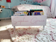 Load image into Gallery viewer, Personalized Book storage Box - Baby Shower Gift - Book Box - Book Storage - Gift for Baby - Book caddy - Kids room storage
