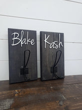 Load image into Gallery viewer, 3D Farm style Custom hooks, Wood Bathroom sign, Backpack Hooks, Kids Name Sign, Towel Holder, Towel Rack, Bathroom Hooks, Stocking Hook
