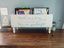 Load image into Gallery viewer, Read me a story, tuck me in tight Book Bin - Book Storage - Books - Toy Storage - Bookcase - Nursery Decor - Baby Shower Gift - Birthday
