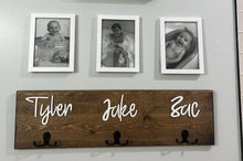 Load image into Gallery viewer, 3D Farm Bathroom Decor for kids towels, Wood Bathroom sign, Back Pack Hooks, Kids Name Sign, Towel Holder, Towel Rack, Bathroom Hooks
