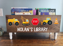 Load image into Gallery viewer, Personalized book box- Book Box - Book Storage - Kids books - Book caddy - Baby Shower Gift basket

