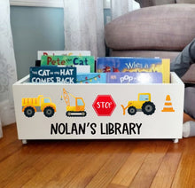 Load image into Gallery viewer, Personalized book box- Book Box - Book Storage - Kids books - Book caddy - Baby Shower Gift basket
