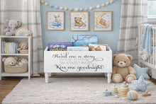 Load image into Gallery viewer, Read me a story, tuck me in tight Book Bin - Book Storage - Books - Toy Storage - Bookcase - Nursery Decor - Baby Shower Gift - Birthday

