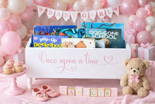 Load image into Gallery viewer, Once Upon a Time book box, Nursery decor, Book bin, Baby gift, Toy box, Book storage, Kids room, Baby shower, Kids bookcase,Personalized box
