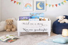 Load image into Gallery viewer, Read me a story, tuck me in tight Book Bin - Book Storage - Books - Toy Storage - Bookcase - Nursery Decor - Baby Shower Gift - Birthday
